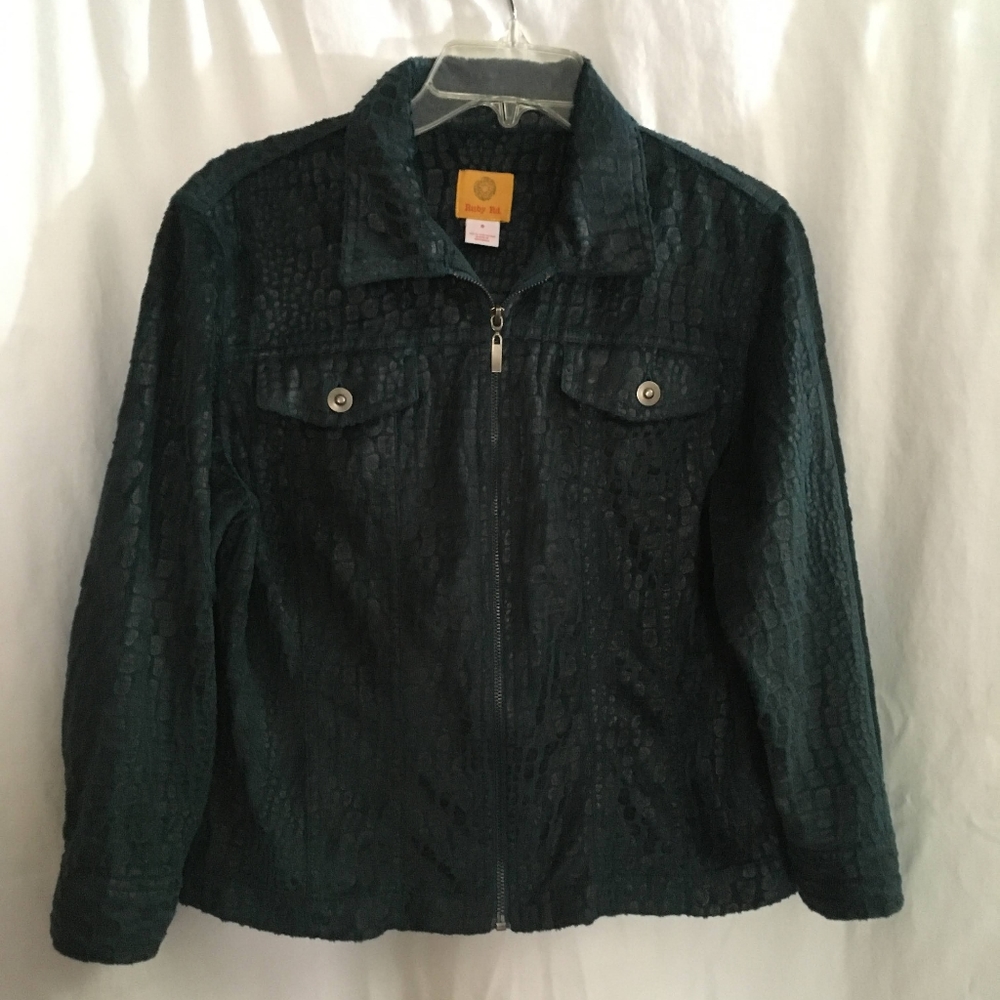 Green Alligator Skin Print Jacket by Ruby Rd. Size 8